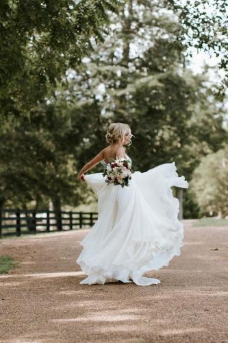 beautiful blonde bride with bouquet